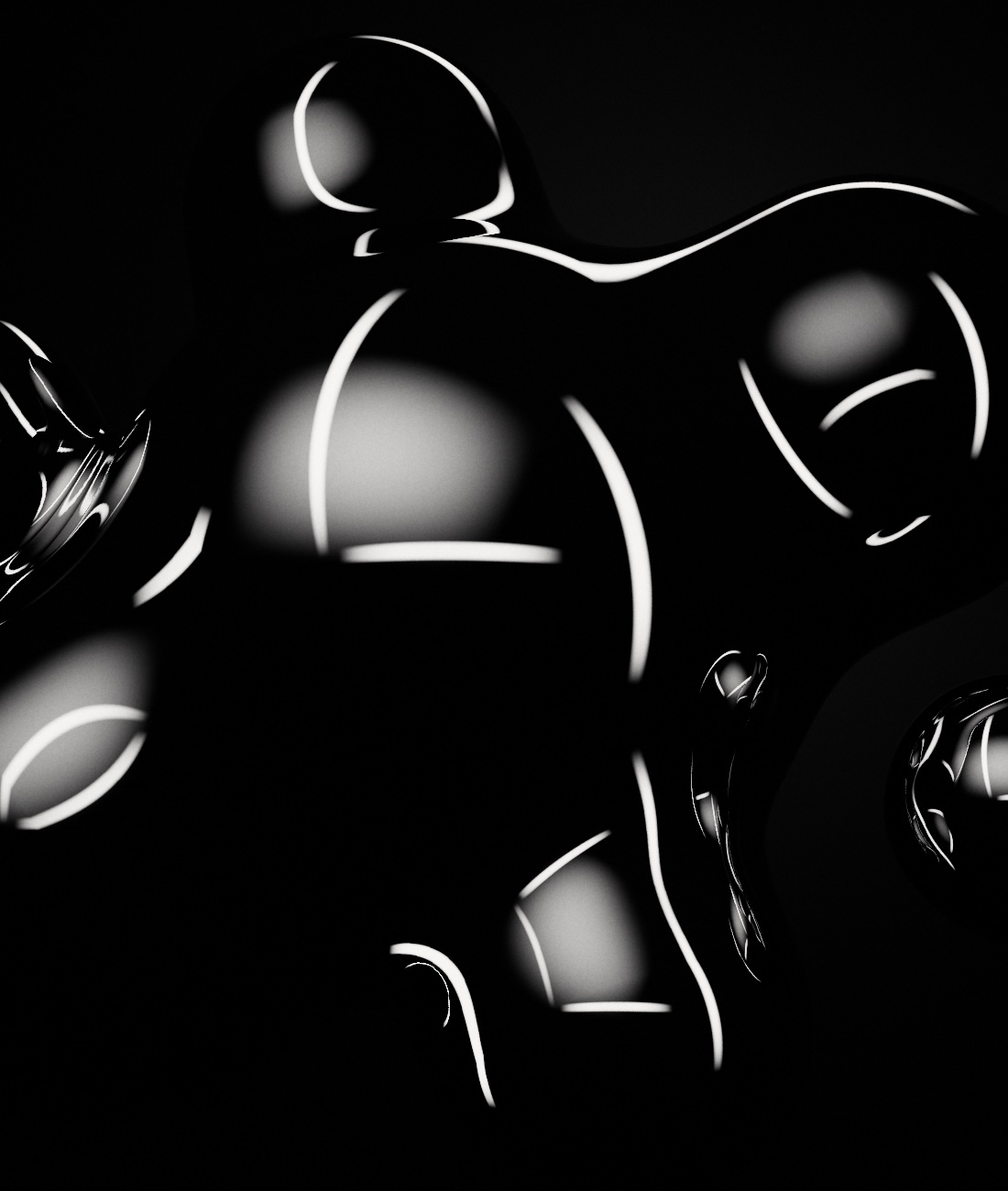 Abstract liquid black chrome forms